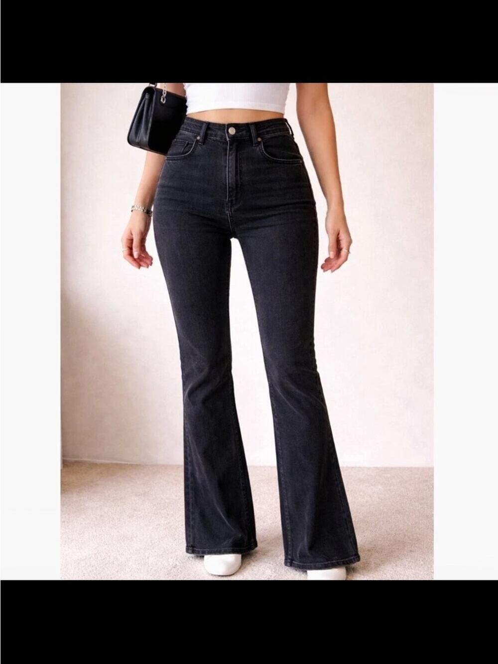 CAbi #4326 Women's Black High Rise Stretch 5th Avenue Jeans Size 8